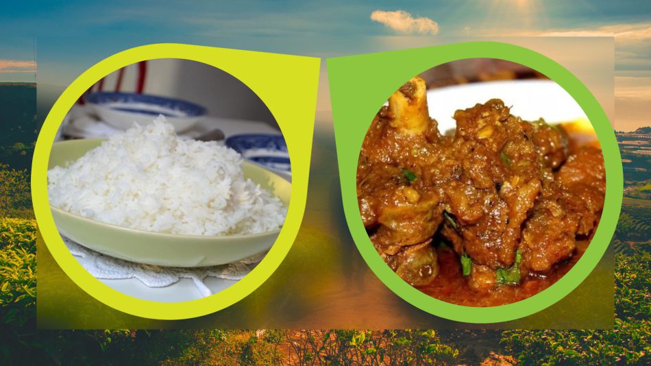 Boiled Rice and Mutton Curry